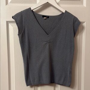 J. Crew Gray Fitted Cap Sleeve Blouse